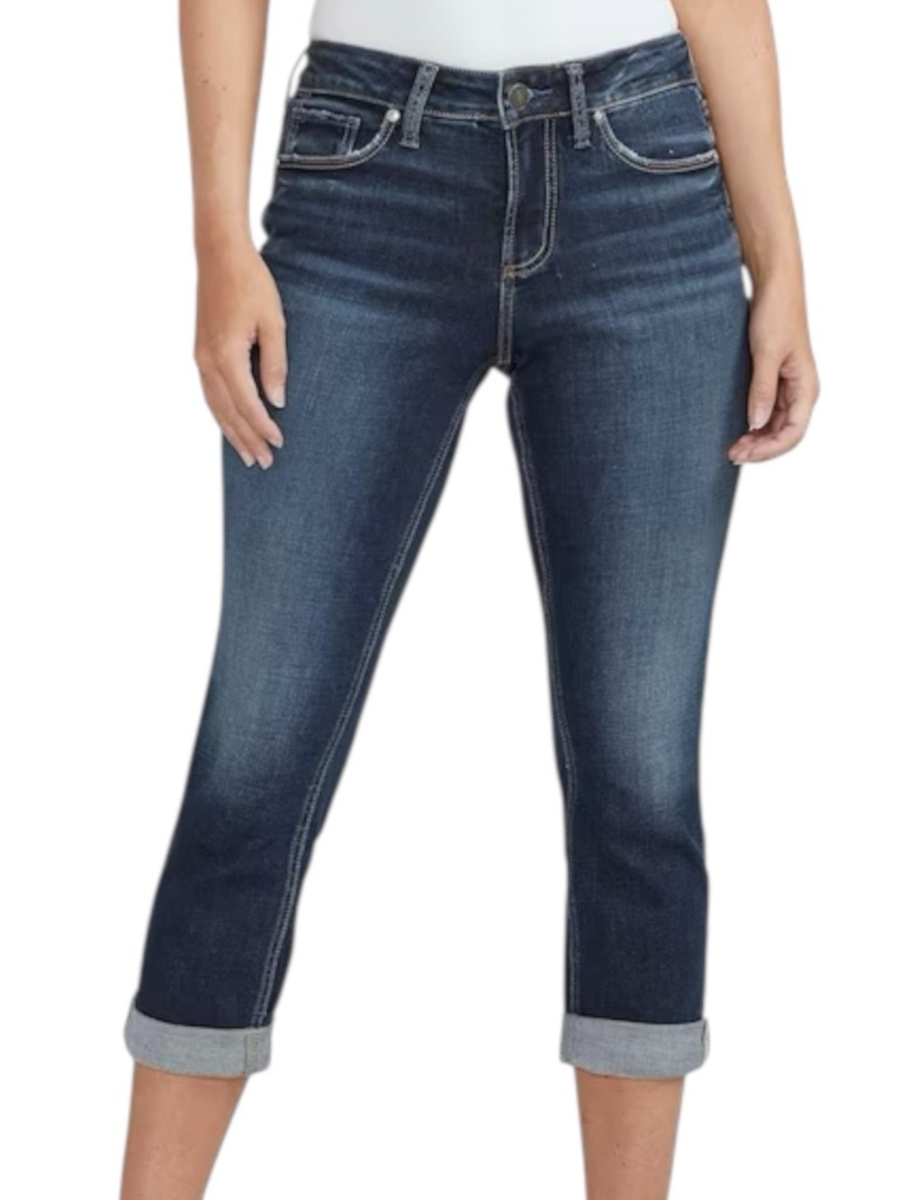 Silver Jeans Suki Capri Medium Wash W31 Cropped Denim Suki Capri Jeans